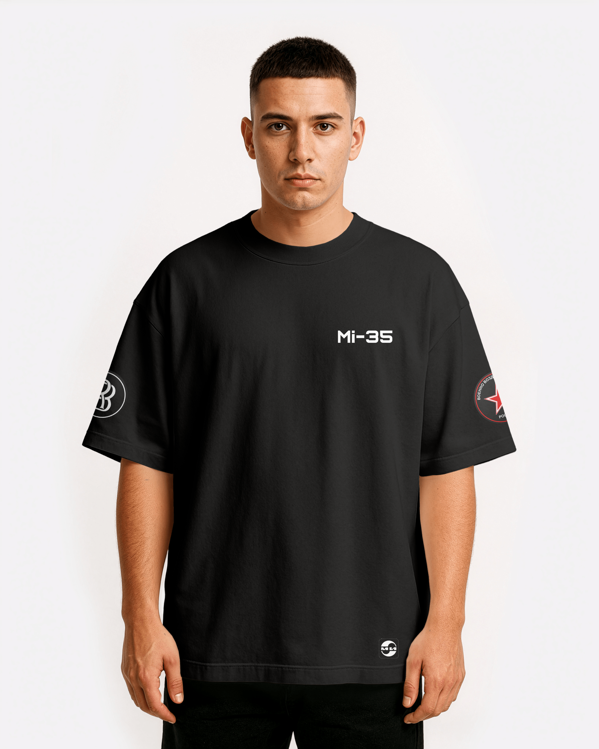Mi-35 Oversize T-shirt Unisex biała/czarna