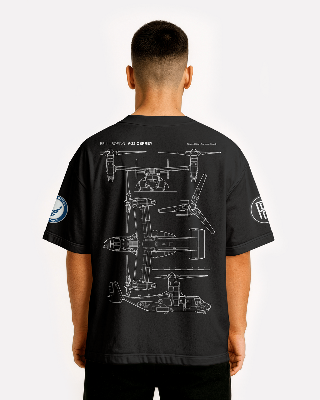 V-22 Osprey Oversize T-shirt Unisex biała/czarna