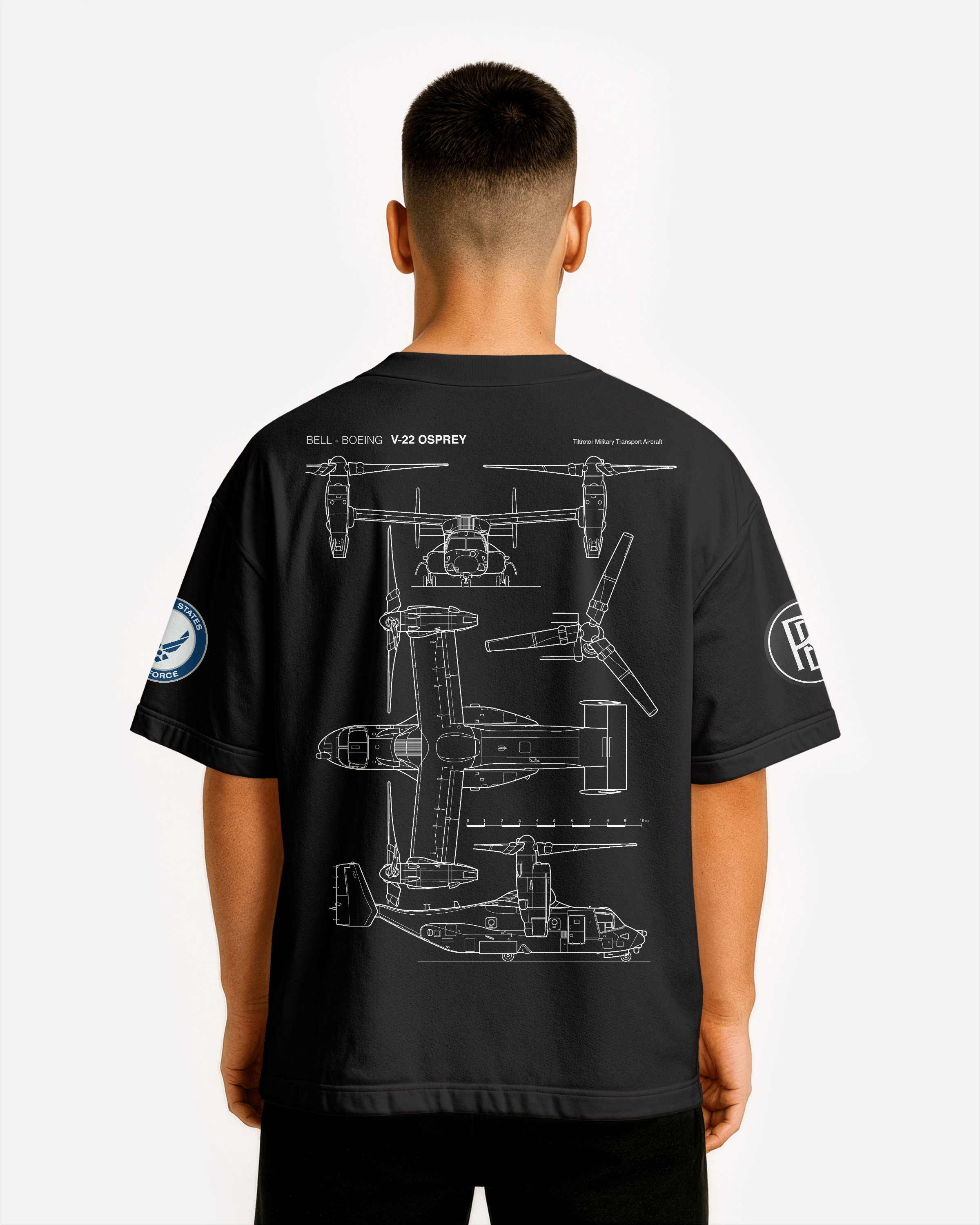 V-22 Osprey Oversize T-shirt Unisex biała/czarna