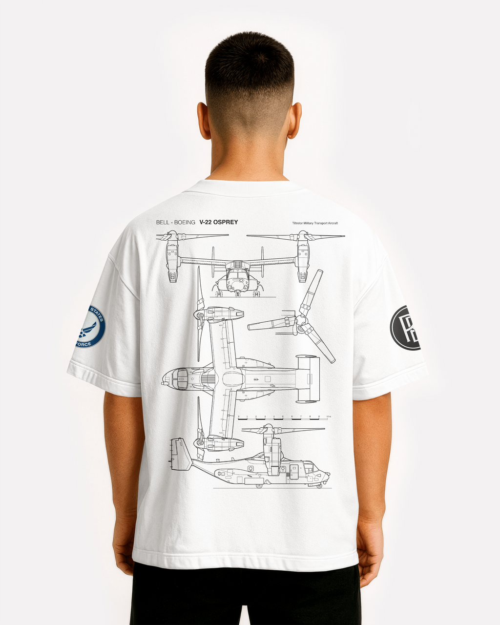 V-22 Osprey Oversize T-shirt Unisex biała/czarna