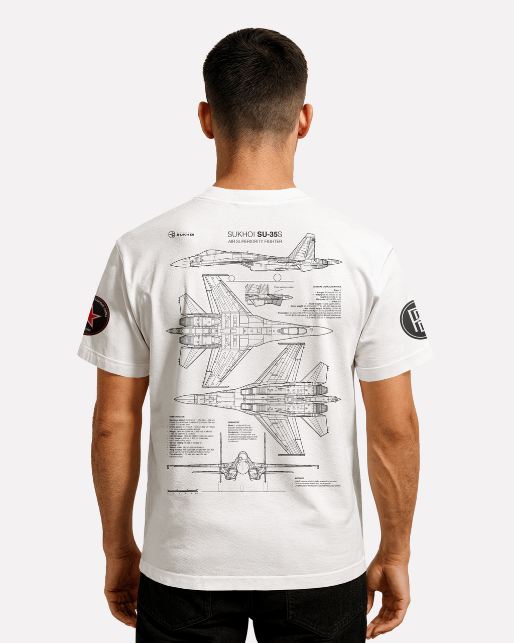 SU-35 T-shirt Classic Unisex biała/czarna